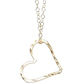 Dainty Open Heart Necklace for Girls, Teens & Women, 14K Gold Filled & Rose Gold, Adjustable 18 Inch, 20 Inch, 22 inch and 24inch Long Chain, Keepsake Jewelry Gift for Daughter, Girlfriend, Wife