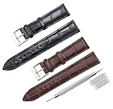CIVO 2 Packs Genuine Leather Watch Bands Top Calf Grain Leather Watch Strap 16mm 18mm 20mm 22mm 24mm for Men and Women