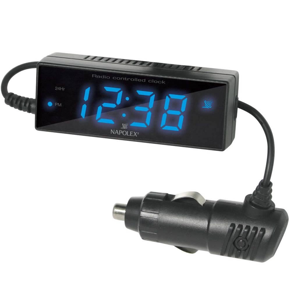 ナポレックス(Napolex) 車用電波時計 ブルーLED カープラグ給電(12V) カレンダー表示付き バックアップ電池によりエンジンオフ時も時刻の確認可能 夜間でも見やすい視認性 デジタル時計 車用時計 Fizz-870 の商品画像