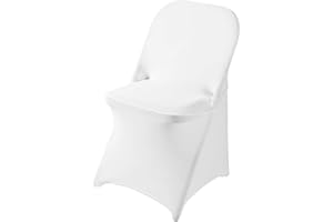 Ascoza 6 Pack White Spandex Folding Chair Covers in Stretch Washable Fabric for Wedding, Party,Holidays,Celebration and Other Special Events