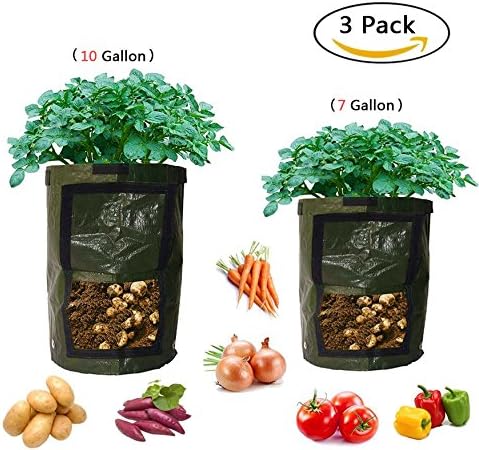 Onepalace Garden Growing Bag Vegetable Planter Bag Patato Grow Bags with Flap Handles Eyelets Eco-friendly Vegetable Flower Plant 7 Gallon 10 Gallon