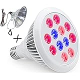 Indoor LED Grow Light Bulbs w/ Clamp Reflector (12W) Efficient Greenhouse Red &amp; Blue Hydroponics Lighting | Produce Healthier Plants, Herbs, Flowers