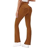 Women's Flare Leggings with Pockets High Waisted Butt Lifting No Front Seam Tummy Control Bootcut Yoga Pants for Women