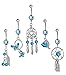 ORAZIO 5PCS 14G Belly Button Ring for Women Stainless Steel Dangle Navel Rings Screw Body Piercing