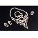 Everrich Luxurious Blue Crystal Bridal Cream Simulated Pearl Gold Plated Statement Necklace Earrings Jewelry Sets for Women Costume,4 Pairs