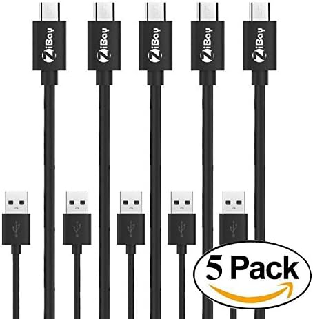 Micro USB Cable, ZiBay 5-PACK USB A-Male to Micro B Sync Cable for Kindle, Samsung, HTC, Motorola, Nokia, Android, and More (5-Feet)