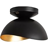 NOVA of California Luna Bella Flush Mount Ceiling Light - Matte Black & Gold-Leaf Shade