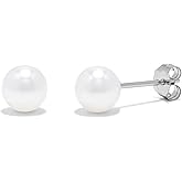 925 Sterling Silver AAA Freshwater Cultured Pearl Classic Solitaire Stud Earrings - Choice of Pearl Size