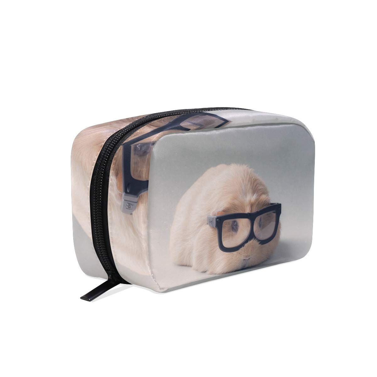 Unicey Cute Glasses Guinea Pig Makeup Bags Portable Tote Cosmetics Bag Travel Cosmetic Organizer Toiletry Bag Make-up Cases for Women