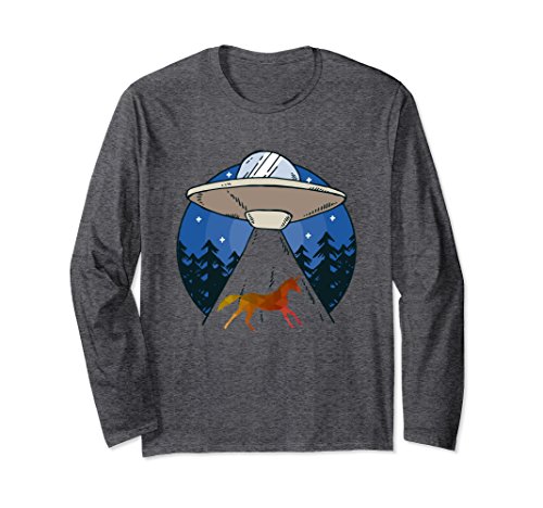 Unisex UFO Horse Alien in a Spacecraft Abduction for UFO Lovers Small Dark Heather