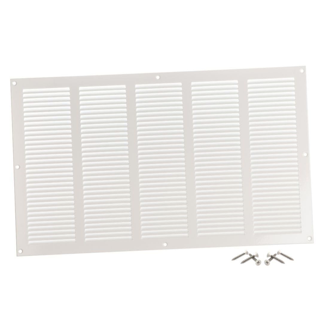 Steinberg14 White 500x300mm Metal Air Vent Cover with Insect Mesh - 20x12 inch Ventilation Grille - Air Vent Register for Walls and Ceilings - Ventilation Cover for Outdoor and Indoor