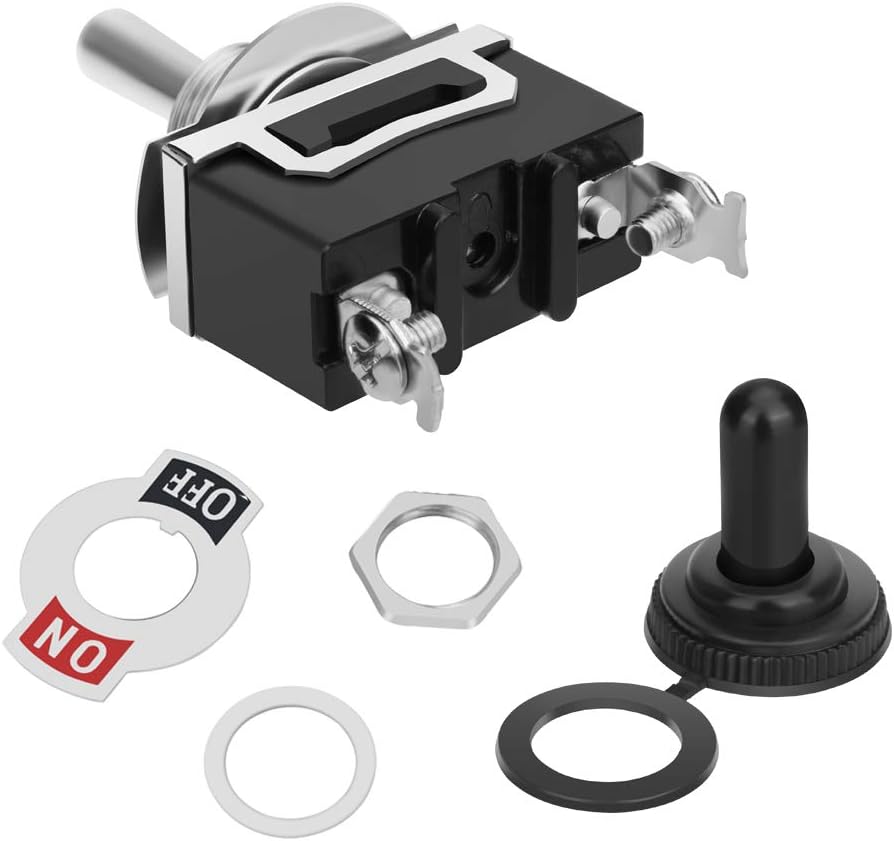 Heavy Duty Rocker Toggle Switch 15A 250V 20A 125V SPST 2 Pin ON/Off Switch Metal Bat Waterproof Boot Cap Cover - 6 Pack by MXRS: Industrial & Scientific
