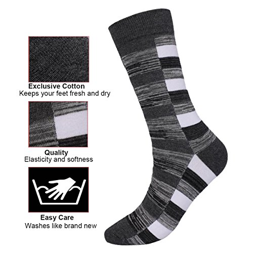 Morecoo Mens Cotton Dress Socks Ribbed Colorful Patterned Stripe Funky Socks for Men