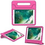 MoKo Case for Apple iPad 9.7 Inch 2018/2017（iPad5/iPad6）/iPad Air/iPad Air 2 Tablet - Kids Friendly Shock Proof Convertible Handle Light Weight Protective Stand Cover, MAGENTA