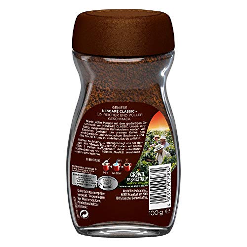 NESCAFÉ CLASSIC, löslicher Bohnenkaffee aus mitteldunkel gerösteten Kaffeebohnen, kräftiger Geschmack & intensives Aroma… – Bild 3