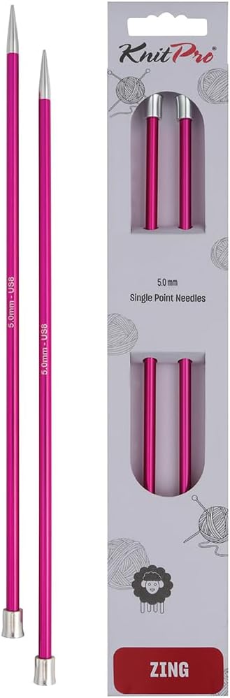 KnitPro Zing Single Pointed Needles 10" 5.00mm