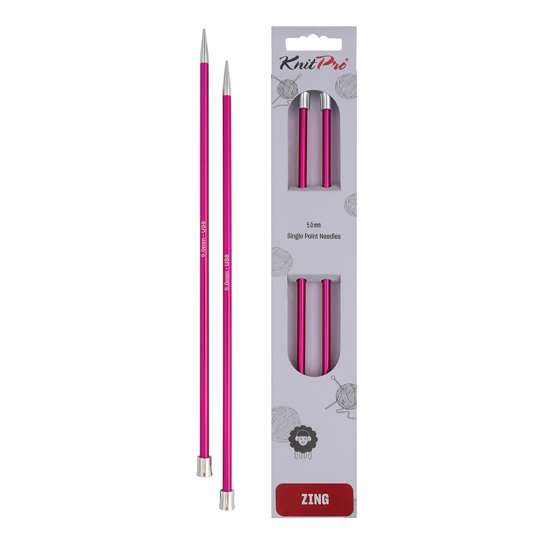 KnitPro Zing Single Pointed Needles 14" (35cm) | 5.00mm
