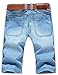 L'asher Men Holey Torn Design Jeans Half Pants Blue Denim Shorts