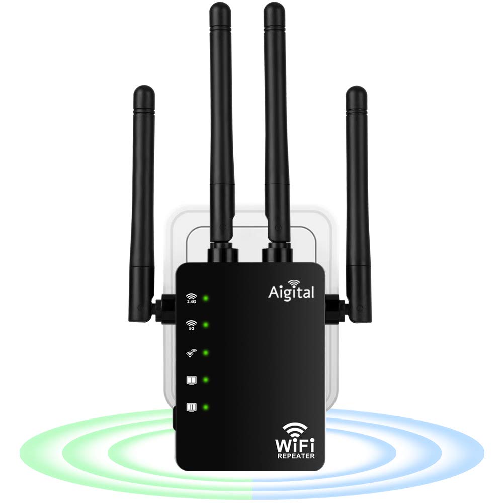 Photo 1 of 1.2Gbps WiFi Extender Signal Booster, Long Range AC1200 WiFi Booster Dual Band 5GHz /2.4GHz WiFi Repeater Support Onemesh, WPS Setup, 2 Ethernet Ports,Covers Up to 2800 Sq.ft and 45+ Devices