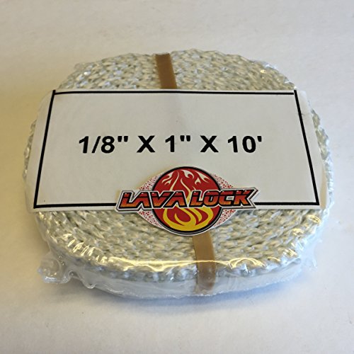 LavaLock 1 x 1/8 x 10 ft Adhesive Backed Wood Stove Door Gasket Fiberglass Seal SELF Stick Flat