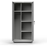 Strong Hold Industrial Wardrobe Cabinet with Hanger Rod and 4 Heavy-Duty Shelves | Doors are Secured with 3-Point Locking System, Compatible with Standard Padlock | 36" W x 24" D x 72" H | Gray