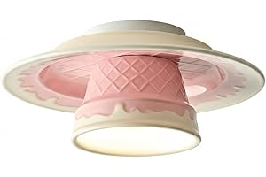 French Cream Style Ceramic Flush Mount Ceiling Light, Creative Pink Cup Shaped Semi Flush Chandelier, Dopamine Aesthetic Hall