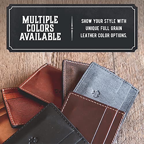 Men’s Slim Wallet Made in USA Full Grain Leather Minimalist Front