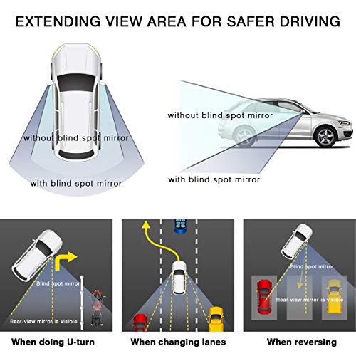 KMMIN Blind Spot Mirror, Square Convex Car Mirror Blind Spot for Universal Vehicles HD Frameless Blind Spot Mirrors 360Â° Rotatable for Car Great Rear View (2Pack)