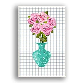 Framed Canvas Wall Art Beautiful Flowers in Grid Giclee Print Gallery Wrap Modern Home Prints Ready to Hang - 16x24 inches