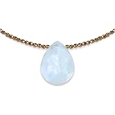 Sol N Touch Sól Signature Series - Natural Gemstone Necklaces for Women - Pear Cut Faceted Cute Necklaces Gifts for Women & Teens - 17"-19" Long Steel Jewelry Wire Cable