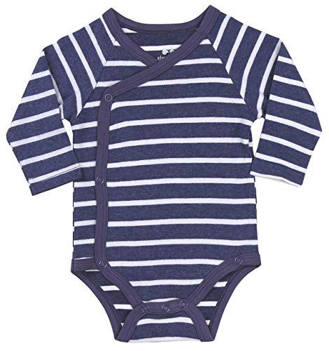 Baby Boy 3-Pack Long-Sleeve Kimono Bodysuit Set, Infant Boy Bundle Includes Blue Fox Onesie, Arrow Bodysuit and Navy-Striped Outfit. - Thumbnail 4