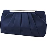 Lanpet Women's Satin Evening Clutch Bag Elegant Pleated Formal Handbag Simple Classic Purse for Women