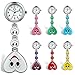 Womens Nurses Watch 7Pcs Cute Candy Color Smile Heart Face Clip-on Medical Doctors Lapel Clasp Pocket Watch