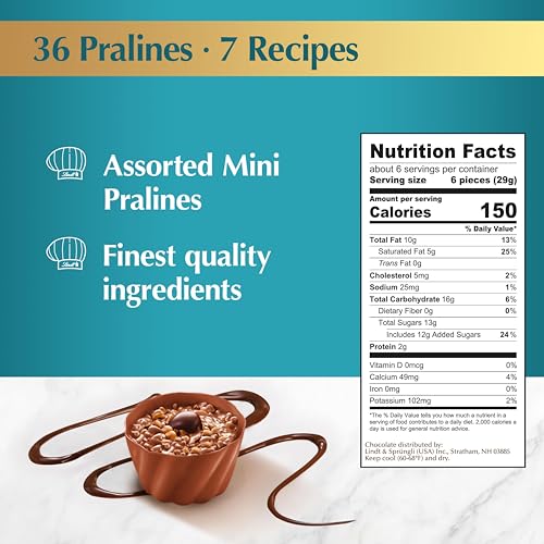 LINDT MINI PRALINES, ASSORTED CHOCOLATE CANDY WITH PREMIUM FILLING, 36 COUNT, 6.2 OZ. GIFT BOX