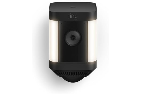 Like-New Ring Spotlight Cam Plus, Battery (newest model), Home or business security with HD video, Two-Way Talk, Color Night Vision, and Security Siren, Black
