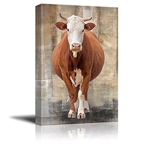Canvas Print Wall Art - Cattle on Grunge Abstract Background - Gallery Wrap Modern Home Art | Ready to Hang - 12x18 inches