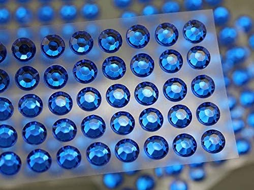 10mm SS46 Blue Self Adhesive Acrylic Rhinestones Plastic Face Gems Stick On Body Jewels for DIY Cards and Invitations Crafts Bling Sticker - 5 Sheets - 250PCS