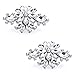 ELEGANTPARK AK Wedding Dress Clutch Double Rhinestones Flowers Silver Shoe Clips 2 Pcs
