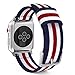 MoKo Band for Apple Watch Series 3 Bands, Fine Woven Nylon Adjustable Replacement Wristband Strap for iWatch 38mm 2017 series 3 / 2 / 1, Blue & White & Red (Not fit 42mm Versions)