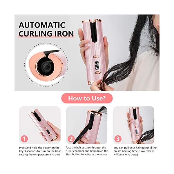 Automatic-Cordless-Hair-Curler-Auto-Wireless-Curling-Iron-Professional-LCD-Display-USB-Rechargeable-Fast-Heating-with-Adjustable-Temperature-Timer-Tangle-Free-Hair-Curling-Wand-for-Travel-Home-Use Automatic Cordless Hair Curler Auto Wireless Curling Iron Professional LCD Display USB Rechargeable Fast Heating with 6…