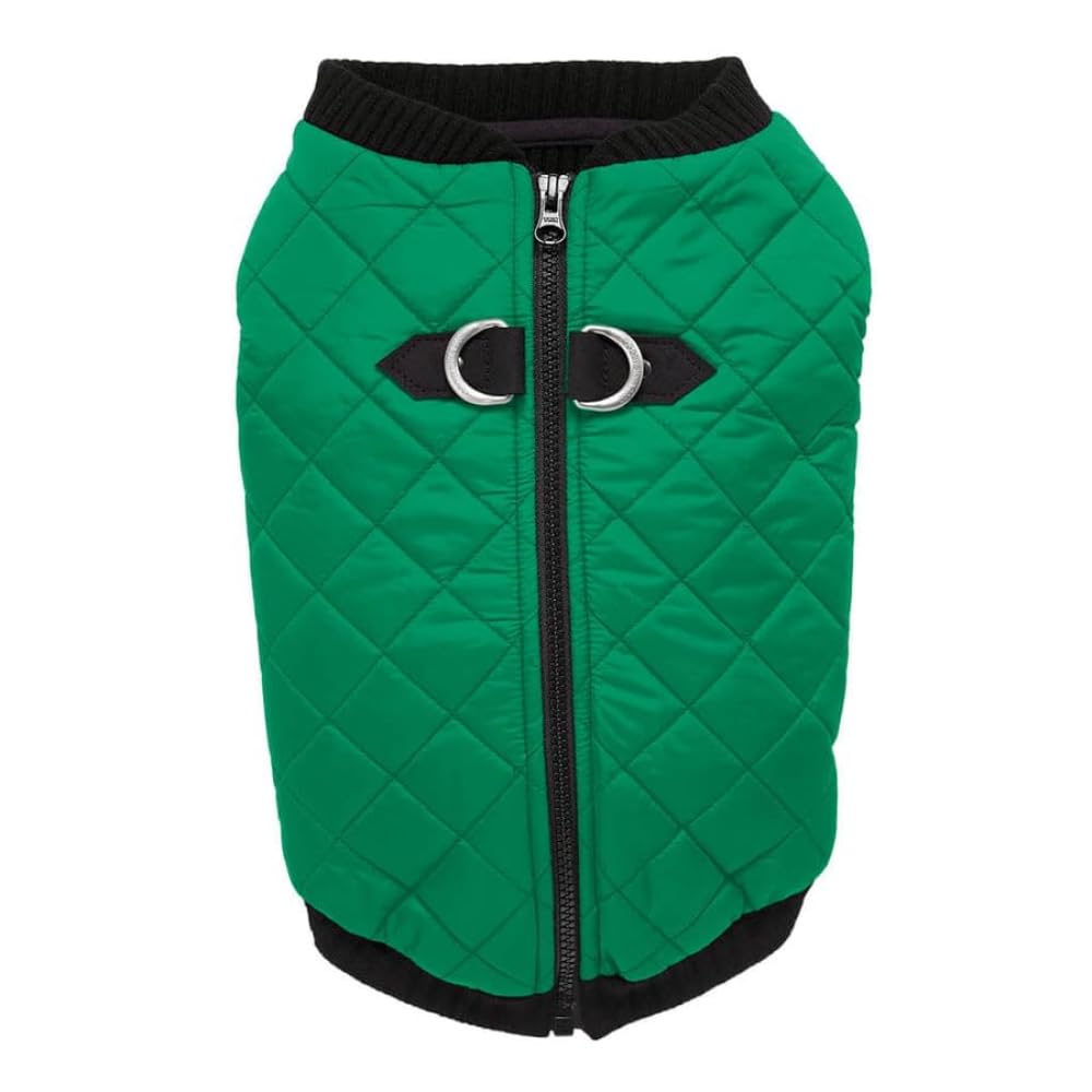 Gooby Fashion Zip Up Dog Bomber Vest - Green, Small - Warm, Water Resistant, Dual D Ring Leash - Winter Dog Sweater For Boys, Medium Dogs โ image 1