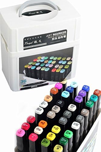 JX Hornet Tinge Professional Graphic Double Head Dual Twin Art Marker,Broad and Fine Tip Art Sketch Drawing Pen,Set of 36 Colors
