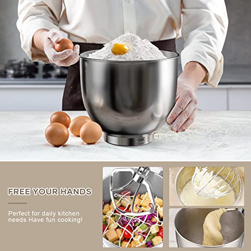 CHeflee Stand Mixer, 7.5 Quart Electric Mixer 6+P Speed 660W Tilt-Head Kitchen Food Mixers with Dough Hook, Mixing Beater, Whisk, & Splash Guard for Baking, Cake, Cookie, Kneading, Silver