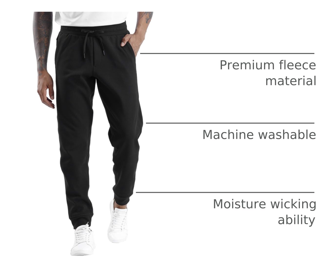 THE GYM PEOPLE Mens' Fleece Joggers Pants with Deep Pockets in Loose-fit Style