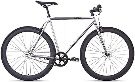 Populo Bikes Union Fixed Gear Single Speed Urban Fixie Road Bike, High Polished Silver/Black, 49cm/Small