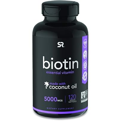 Biotin (5,000mcg) with Coconut Oil | Supports Healthy Hair, Skin & Nails in Biotin deficient Individuals | Non-GMO…