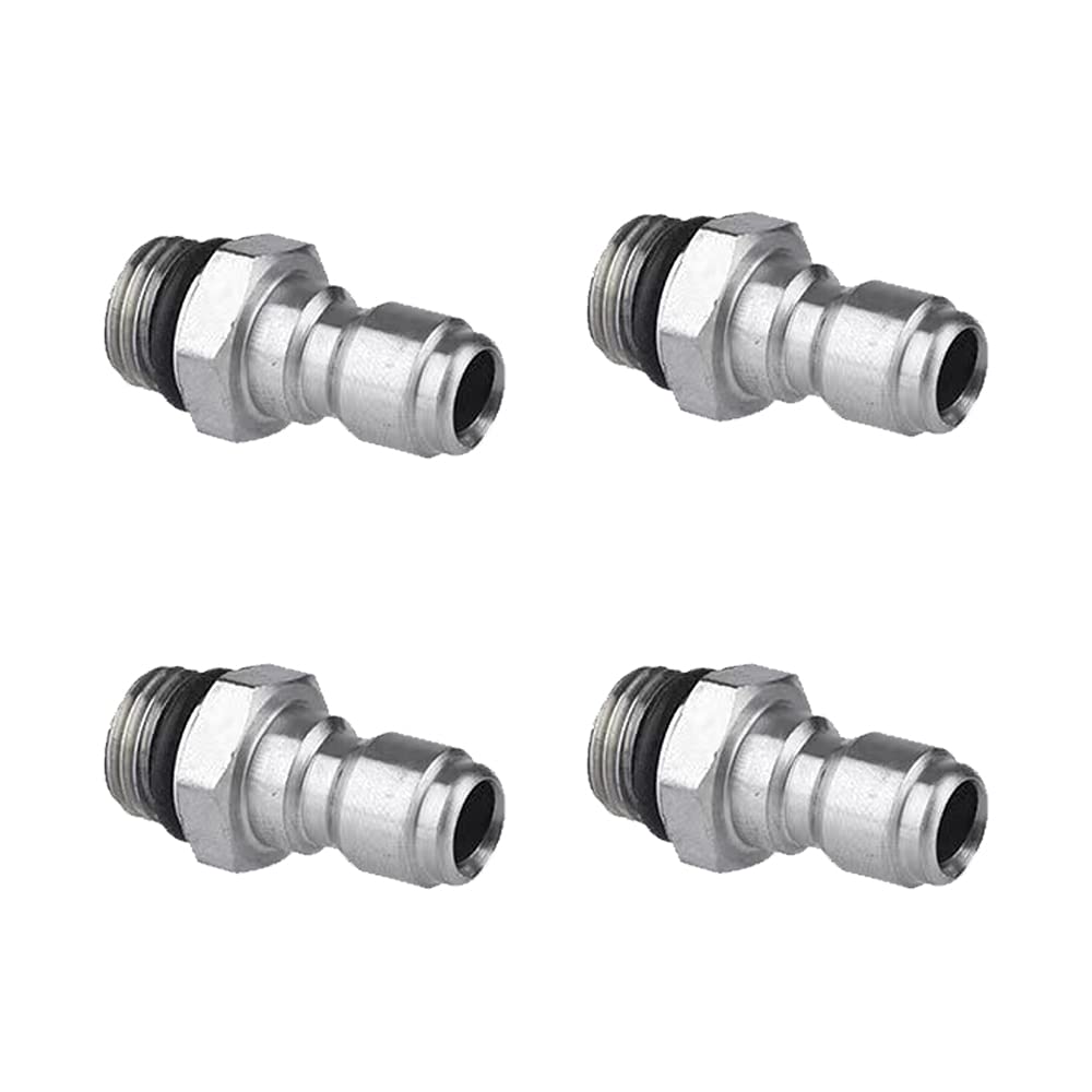 4 Pcs Pressure Washer Sprayer Fittings 1/4 Quick Release Connector 14mm Male Thread Stainless Steel Adapter for Garden Hose Tap Connector