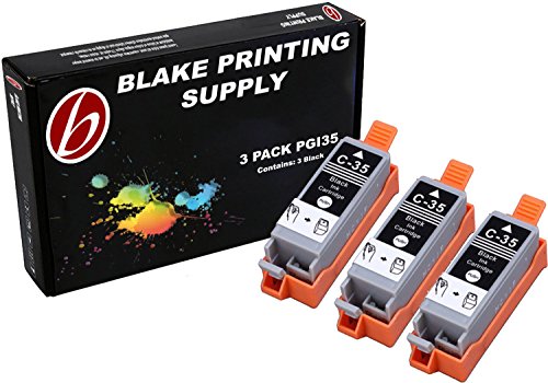 3 Pack Compatible Canon PGI-35 3 Black for use with Canon PIXMA iP100l, PIXMA mini260, PIXMA mini320, RFB IP100. Ink Cartridges for inkjet printers. PGI-35-BK / 1509B002 Blake Printing Supply
