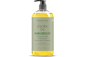 Majestic Pure Jojoba Oil | 100% Pure Jojoba Oil for Skin, Hair, Scalp, Nails, Face | Cold Pressed & Hexane Free | Hair & Body