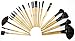 Professional 24 Piece All Natural Makeup Brushes Kit Includes Make Up Brush Leather Organizer Case/Bag - Top Rated Set
